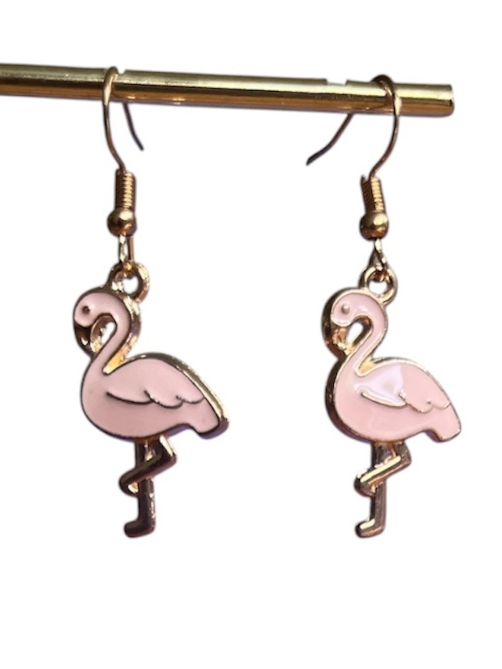 Gold-Tone Pink Flamingo Dangle Earrings for Women